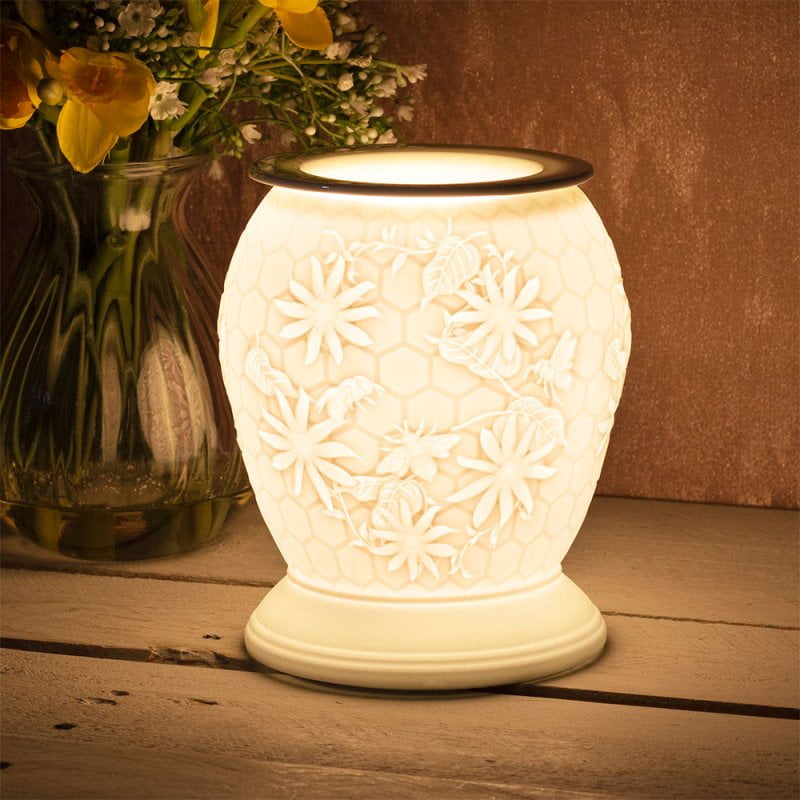 Porcelain Honeycomb - White Wax Warmer Lamp