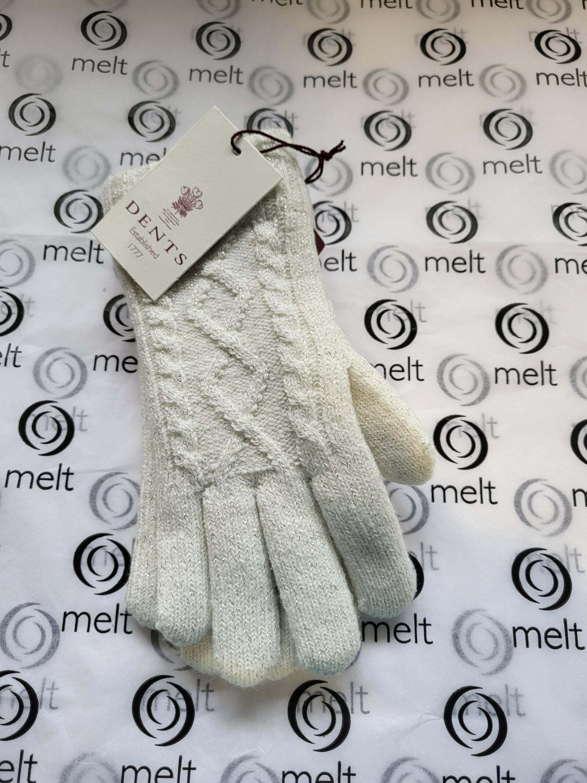 Dents Cable Knit Gloves (Winter White)