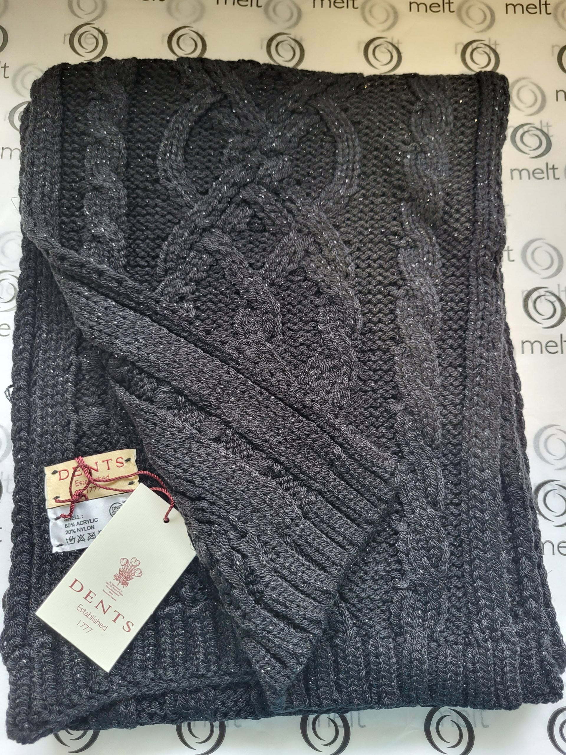 Dents Cable Knit Scarf (Black)