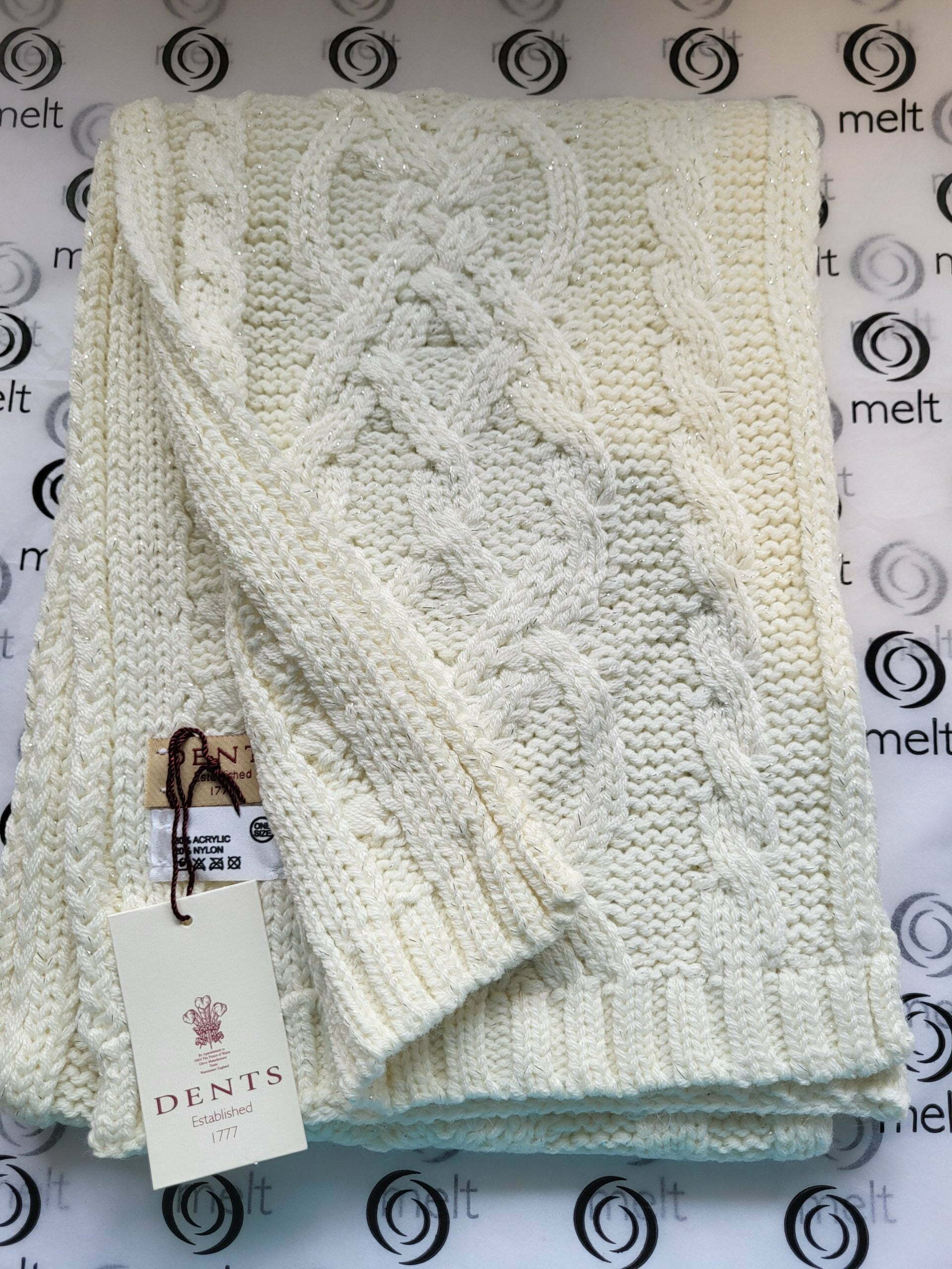 Dents Cable Knit Scarf (Winter White)