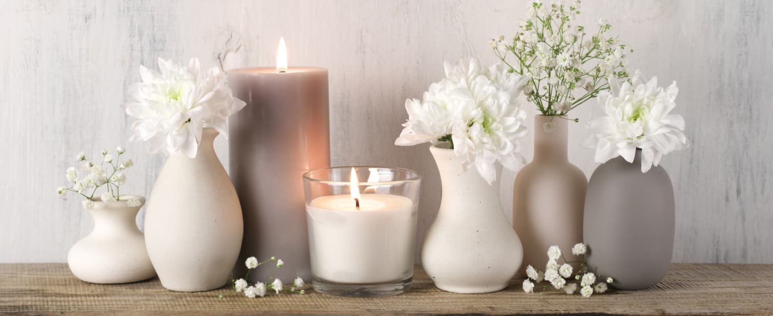 Spring Candles surrounded by flowers