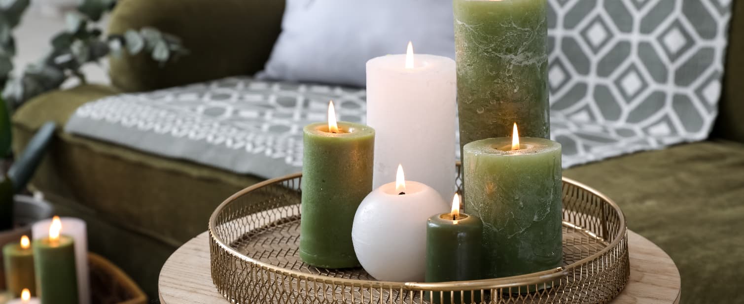 green and white luxury handmade candles